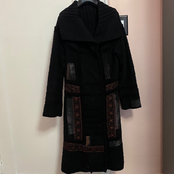 Le Gatte Patchwork Flowy Wool Coat Size III ITALY - Picture 7 of 12